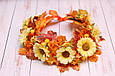 Віночок для волосся осінній / вінок на голову з листям і жовтими квітами 466, фото 3
