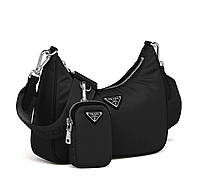 Женская брендовая сумка Prada Прада двойка 2в1 (черная)