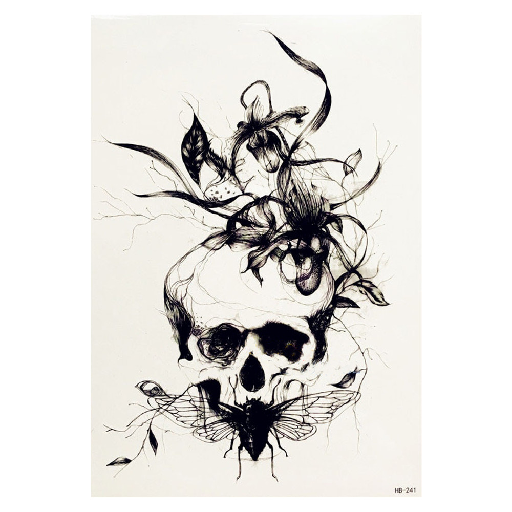 Тимчасове тату Skull (sketch style) (HB-241, 21x15 см)