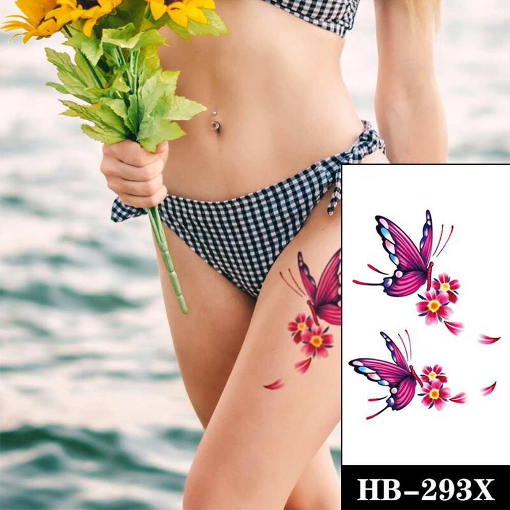 Тимчасове тату Метелик на квітах (набір 2 шт.) (HB-293X, 21x15 см)
