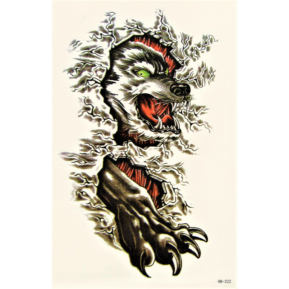 Тимчасове тату Вовк (прорив) (HB-322, 21x15 см)