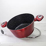 Каструля казан із мармуровим антипригарним покриттям 6.3 л 28 см Edenberg EB-7412 Індукційний казан товсте дно, фото 4