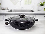 Казан-жаровня-сковорода з мармуровим антипригарним покриттям 3.3 л 28 см Edenberg EB-8134 Жаровня з кришкою, фото 2