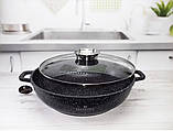 Казан-жаровня-сковорода з мармуровим антипригарним покриттям 3.3 л 28 см Edenberg EB-8134 Жаровня з кришкою, фото 3