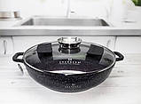 Казан-жаровня-сковорода з мармуровим антипригарним покриттям 3.3 л 28 см Edenberg EB-8134 Жаровня з кришкою, фото 4