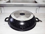 Казан-жаровня-сковорода з мармуровим антипригарним покриттям 3.3 л 28 см Edenberg EB-8134 Жаровня з кришкою, фото 7