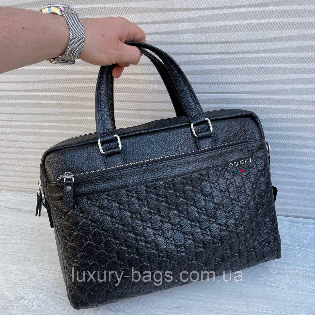Чоловічий діловий портфель G u c i на три відділи