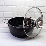 Каструля казан чеканий із мармуровим антипригарним покриттям 6.2 л 28 см Edenberg EB-3966 Індукційний казан, фото 2