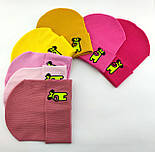 Оптом шапки 48 50 52 і 54 трикотажна подвійна дитяча шапка головні убори дитячі гурт (ОШ3657), фото 3