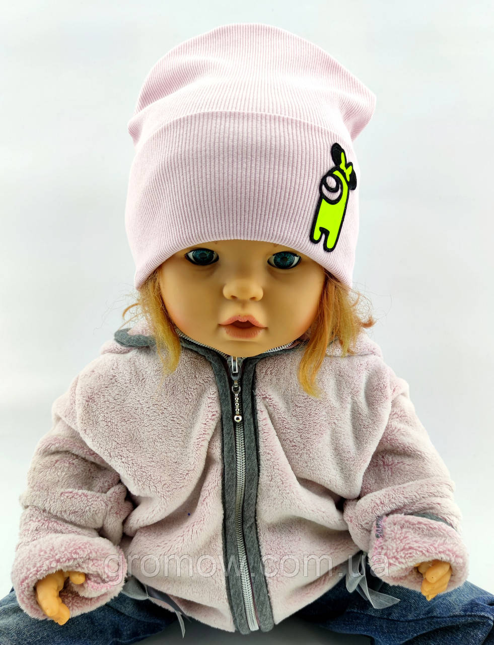 Оптом шапки 48 50 52 і 54 трикотажна подвійна дитяча шапка головні убори дитячі гурт (ОШ3656), фото 1