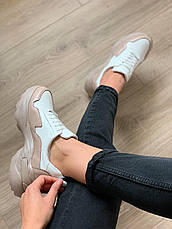 Жіночі кросівки на високій підошві Ditas Беж шкіряні, фото 5