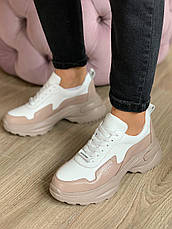 Жіночі кросівки на високій підошві Ditas Беж шкіряні, фото 3