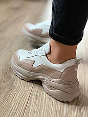 Жіночі кросівки на високій підошві Ditas Беж шкіряні, фото 4