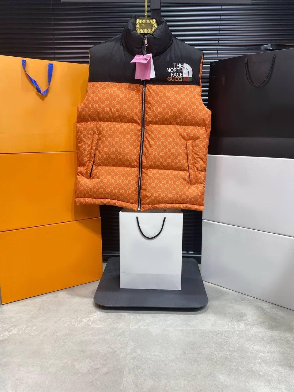 Жилетки Мужские Брендовые Стеганый Черный Оранжевый The North Face ...