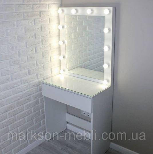 Макіяжний стіл з одним ящиком в білому кольорі