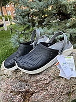 Кроксы crocs мужские сабо черные LiteRide Clog Black/Smoke оригинал крокси чоловічі чорні