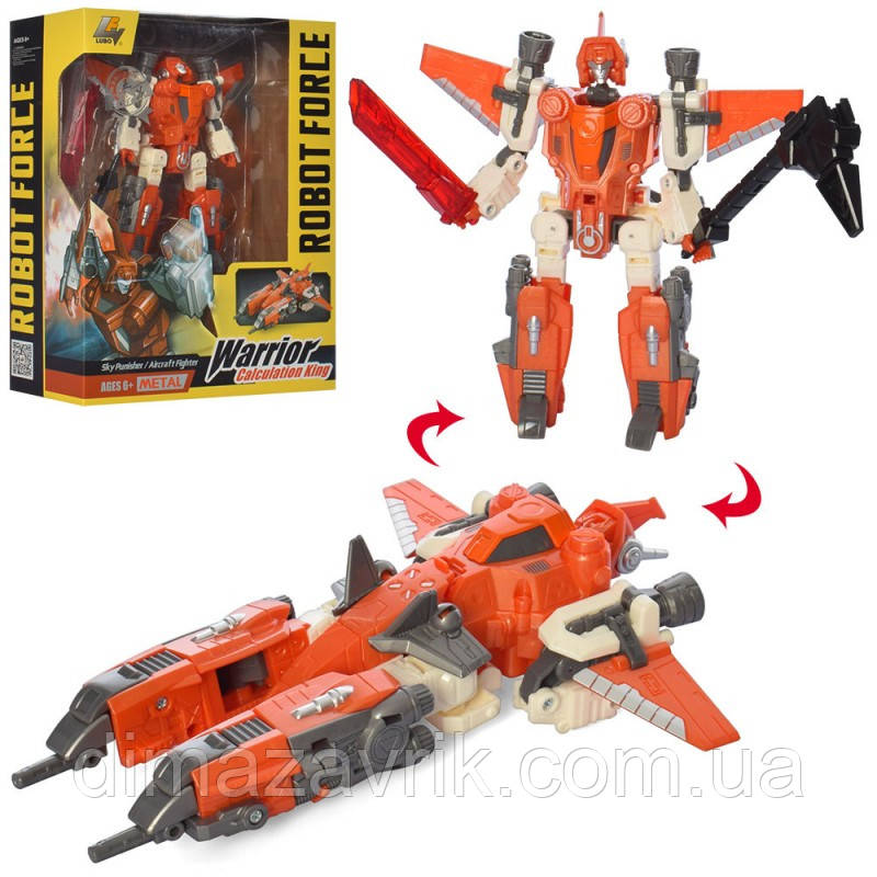 Трансформер J8033-05-03 18 см, робот + молет, у коробці 24-30-10 см, фото 1