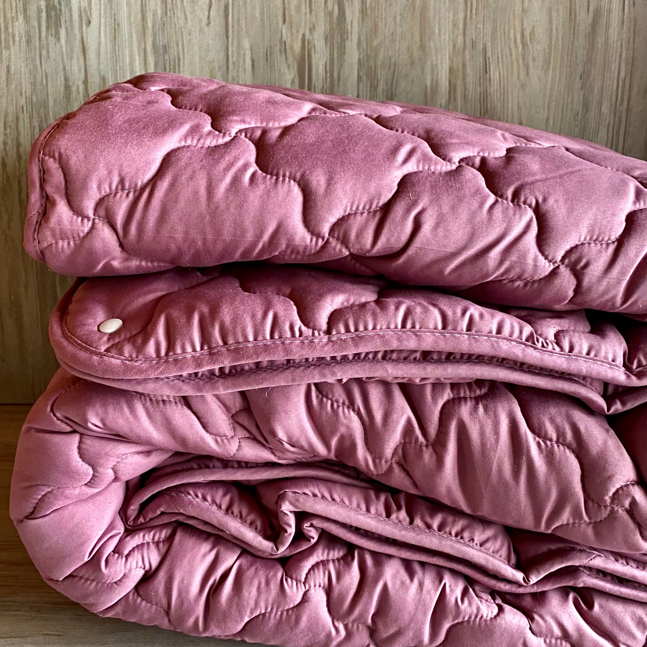 Ковдра двоспального розміру 4 сезони зима-літо 175х210 ОДА стьобана на кнопках 3 в 1, Колір - Малиновий, фото 1