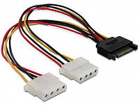 Переходник питания sata 15pin на 2 molex ide удлинитель кабель 18 awg