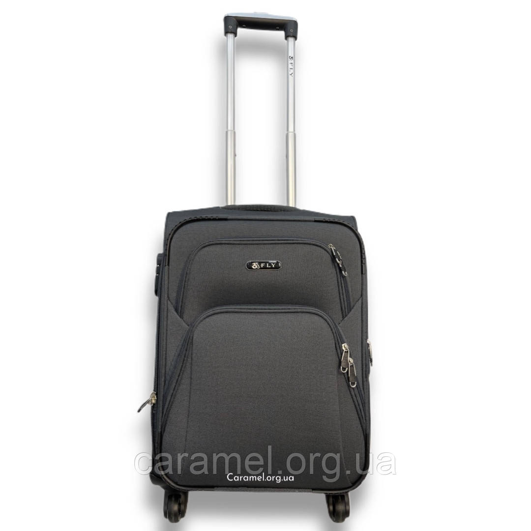 Валіза тканинна на 4х колесах мала S сіра | 23х55х36 см | 2.950 кг | 47 л | FLY