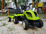 Дитячий трактор на педалях з причепом MMX MICROMAX (01-011) зелений, фото 3