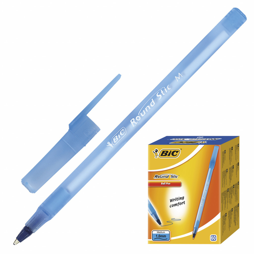 Ручка масляна синя 1мм BIC Round M Stic