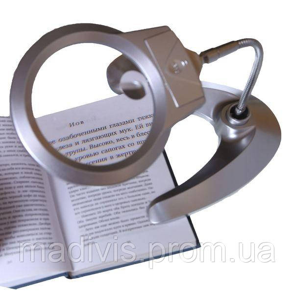 Лупа на підставці з підсвіткою MG4B-8 з гнучким тримачем на підставці, фото 1