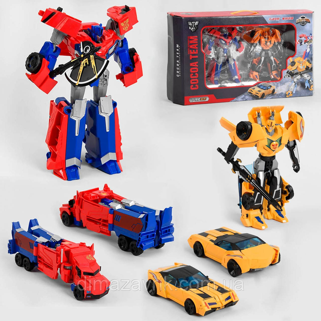 Трансформер Бамблби и Оптимус Прайм 188-216 2 вида с мечом и топором ...