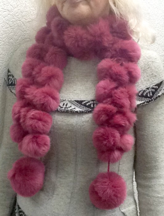 Шарф хутряний песець малиновий