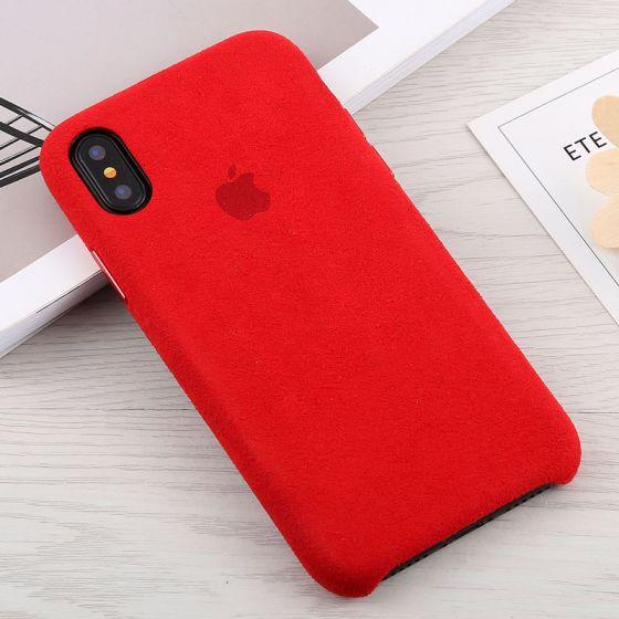 Захисний чохол Алькантара для iPhone X червоний замшевий