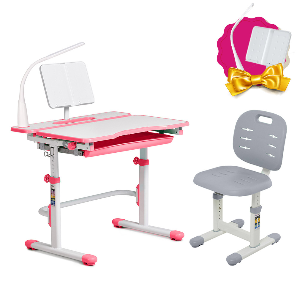 Комплект для дівчинки зростаюча парта Cubby Fressia Pink + стілець FunDesk SST2 Grey
