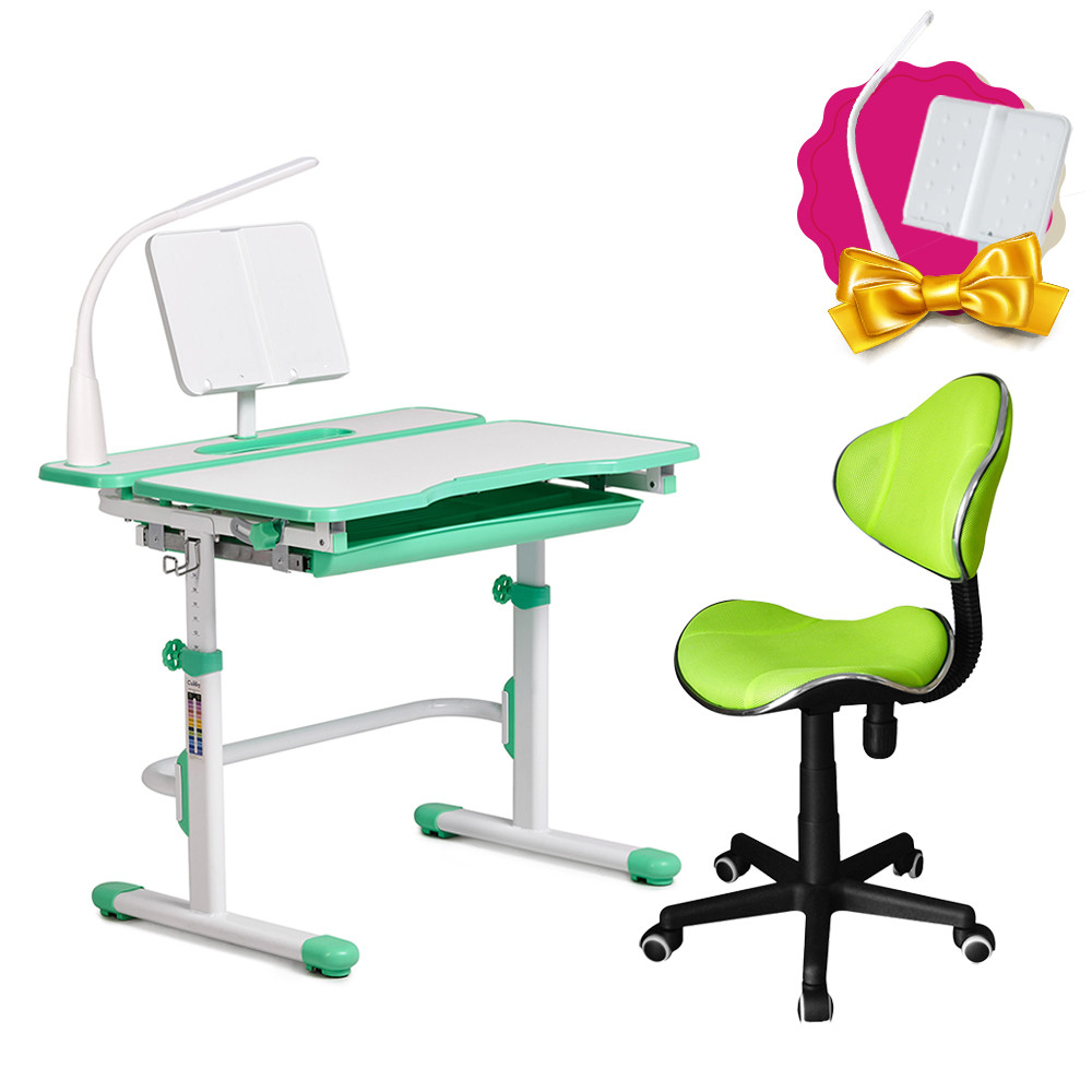 Комплект зростаюча парта Cubby Fressia Green + комп'ютерне крісло FunDesk LST3 Green