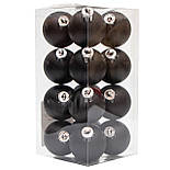 Набір ялинкових іграшок - кулі, 16 шт, D4 см, чорний, матовий, пластик (251031), фото 3