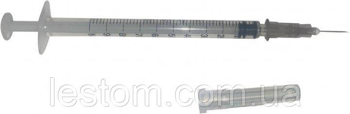 Шприц ін'єкційний 3-х компонентний 1 мл з голкою 26G х ½ ''(0,45x13мм) Umedo Group