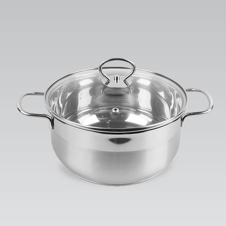 Каструля Maestro MR-3508-30, 10 л, 30 см, з нержавіючої сталі з кришкою, для всіх типів плит