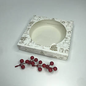 Коробка для пряника, 200*200*35 мм, з вікном, що "Merry Christmas"