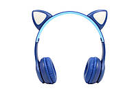 Беспроводные Bluetooth наушники Cat Ear с кошачьими ушками Синие