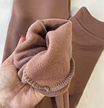 Жіночі спортивні штани на флісі бежеві Штани зимові утеплені жіночі джогери на манжеті, фото 3