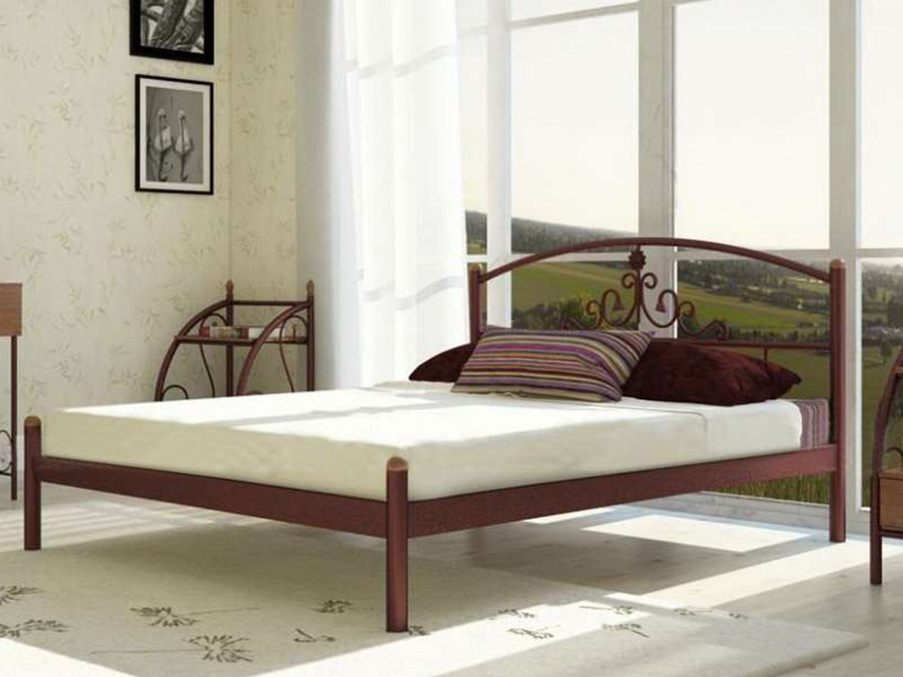 Ліжко металеве Кассандра коричневе 120 * 190 см (Метал-Дизайн ТМ)