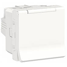 Розетка з з/к з шторками і кришкою, 16А, гвинтові клеми, білий, Unica NEW NU303718TA