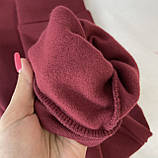 Жіночі спортивні штани на флісі бордові Штани зимові утеплені жіночі джогери на гумці, фото 4