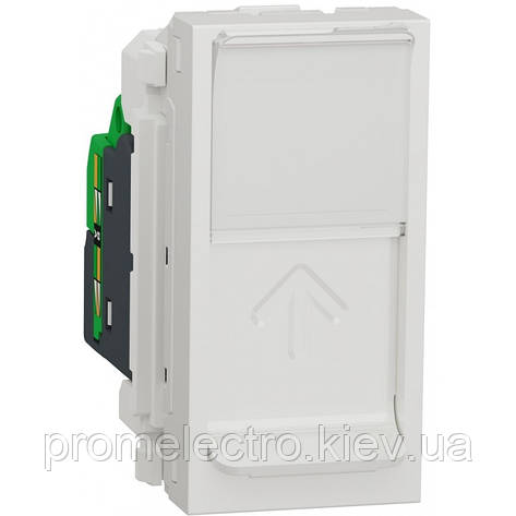 Розетка комп'ютерна RJ45, одинарна, кат.6 UTP, 1 модуль, білий, Unica NEW NU341418, фото 1