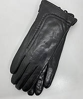 Перчатки женские кожаные чёрные из натуральной лайковой кожи на натуральном меху «Две косички» 7