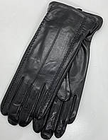 Перчатки женские кожаные чёрные из натуральной лайковой кожи на подкладке из шёлка