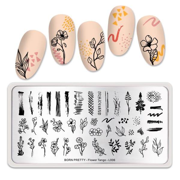 Пластина для стемпінга Born Pretty Flower Tango L006 квіти, рослини, абстракція