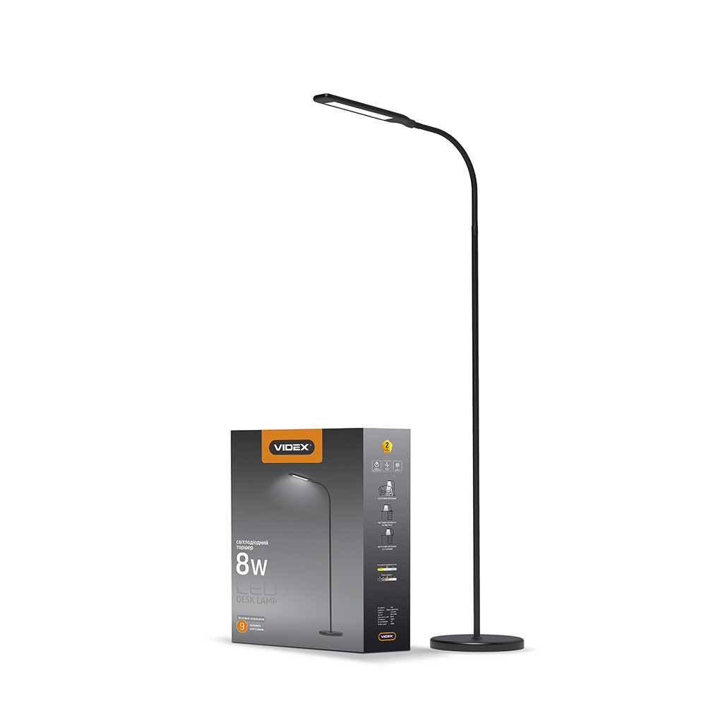 LED торшер білий VIDEX TF0702W 8W 3000-5500K
