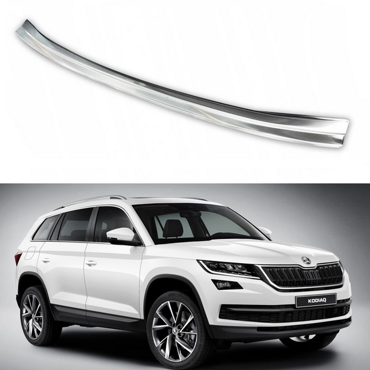 Захисна накладка на задній бампер для Skoda Kodiaq 2016-2020, FL2021-2023 /нерж.сталь/