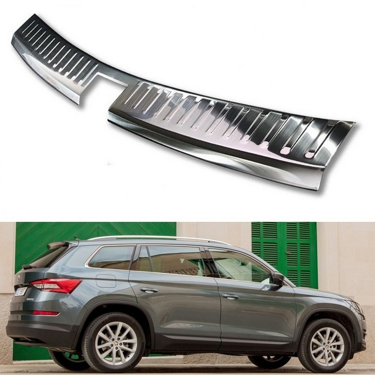 Захисна накладка на поріг багажника для Skoda Kodiaq 2016-2020, FL2021-2023 /срібл. нерж.сталь/
