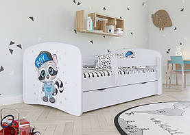 Дитяче ліжко односпальне 160 х 80 Kocot Kids Baby Dreams Єнот біле з шухлядою Польща
