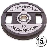 Блины (диски) полиуретановые TECHNOGYM TG-1837-15 51мм 15кг черный